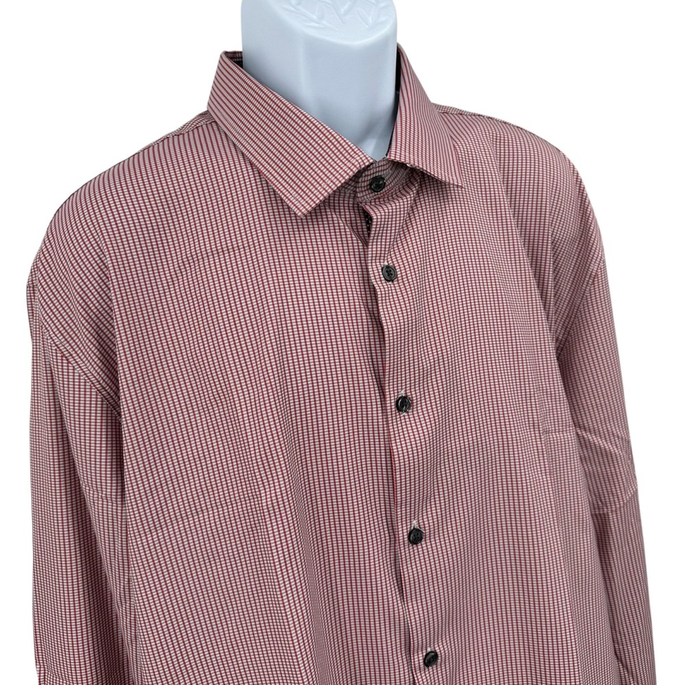 NEW‎ WRK Burgundy Red Micro Print No-Iron Long Sleeve Dress Shirt Men's 3X